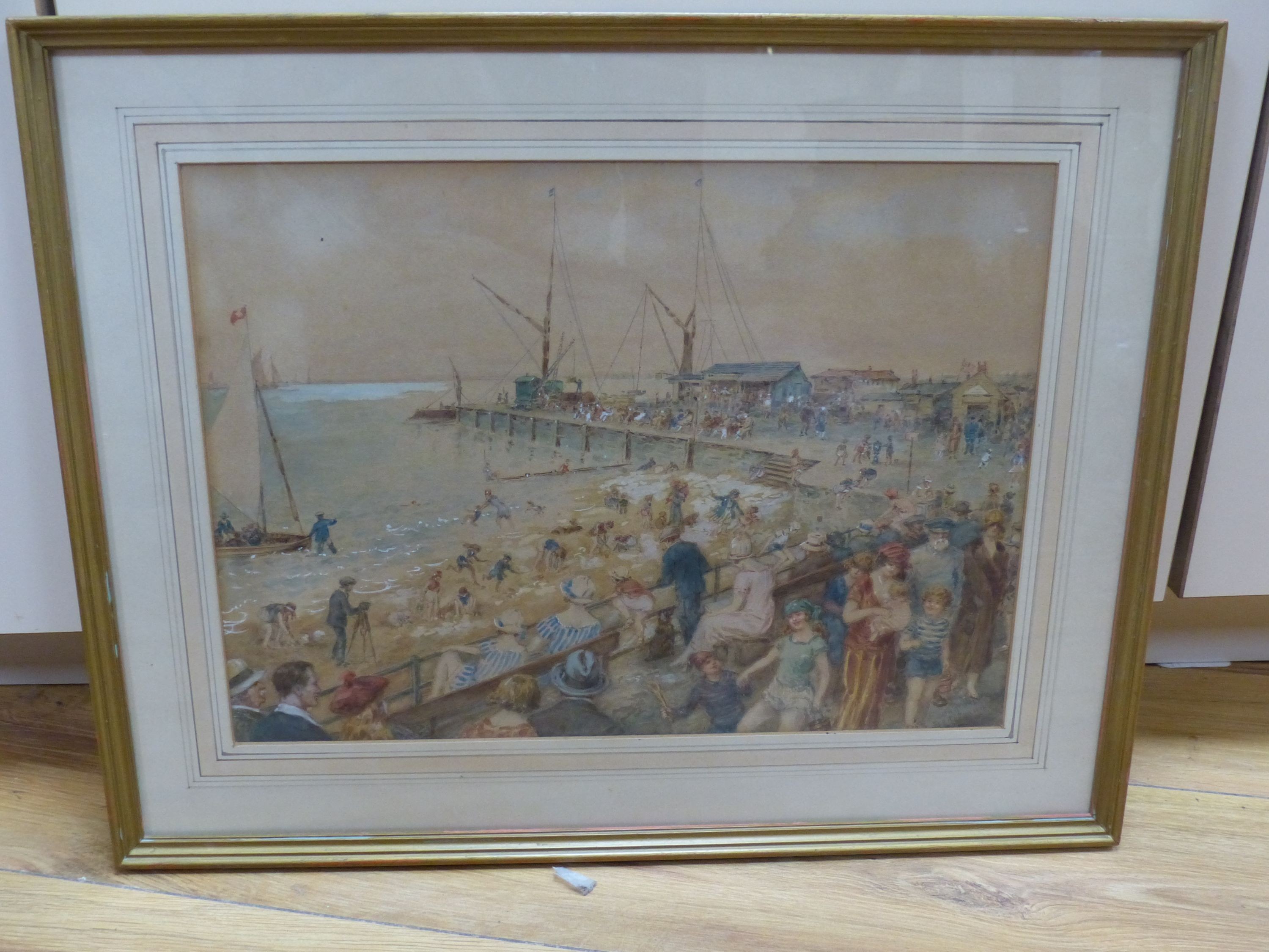 Fred Grey, watercolour, Lively British seafront Regatta, signed in pencil, 26 x 36cm